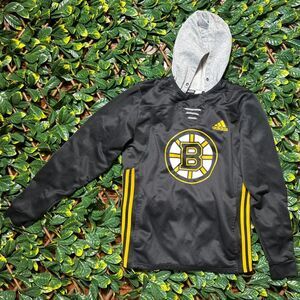 Adidas Black Boston Bruins NHL Skate Lace AEROREADY Hoodie Sz S